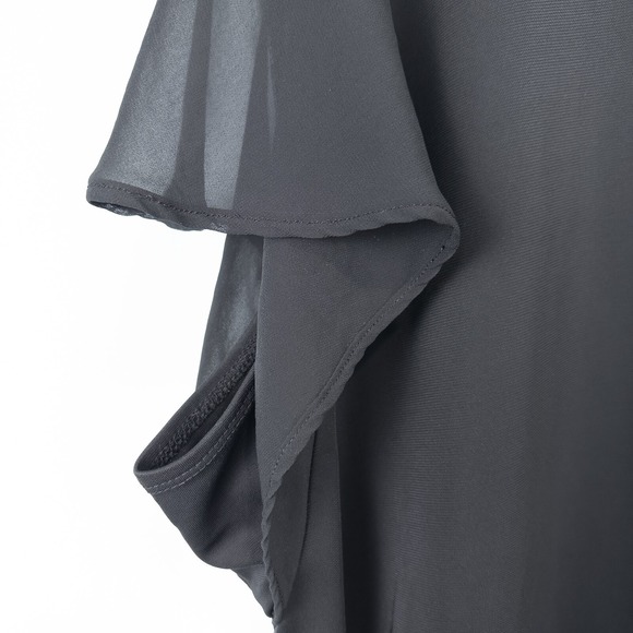 Susan Graver Premier Knit Tunic Sheer Chiffon Flutter Sleeves Womens 2X Black - Picture 14 of 16